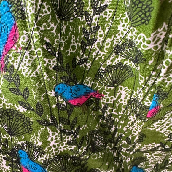 EShakti Greeb Cotton Flora and Bird midi dress - Picture 2 of 5